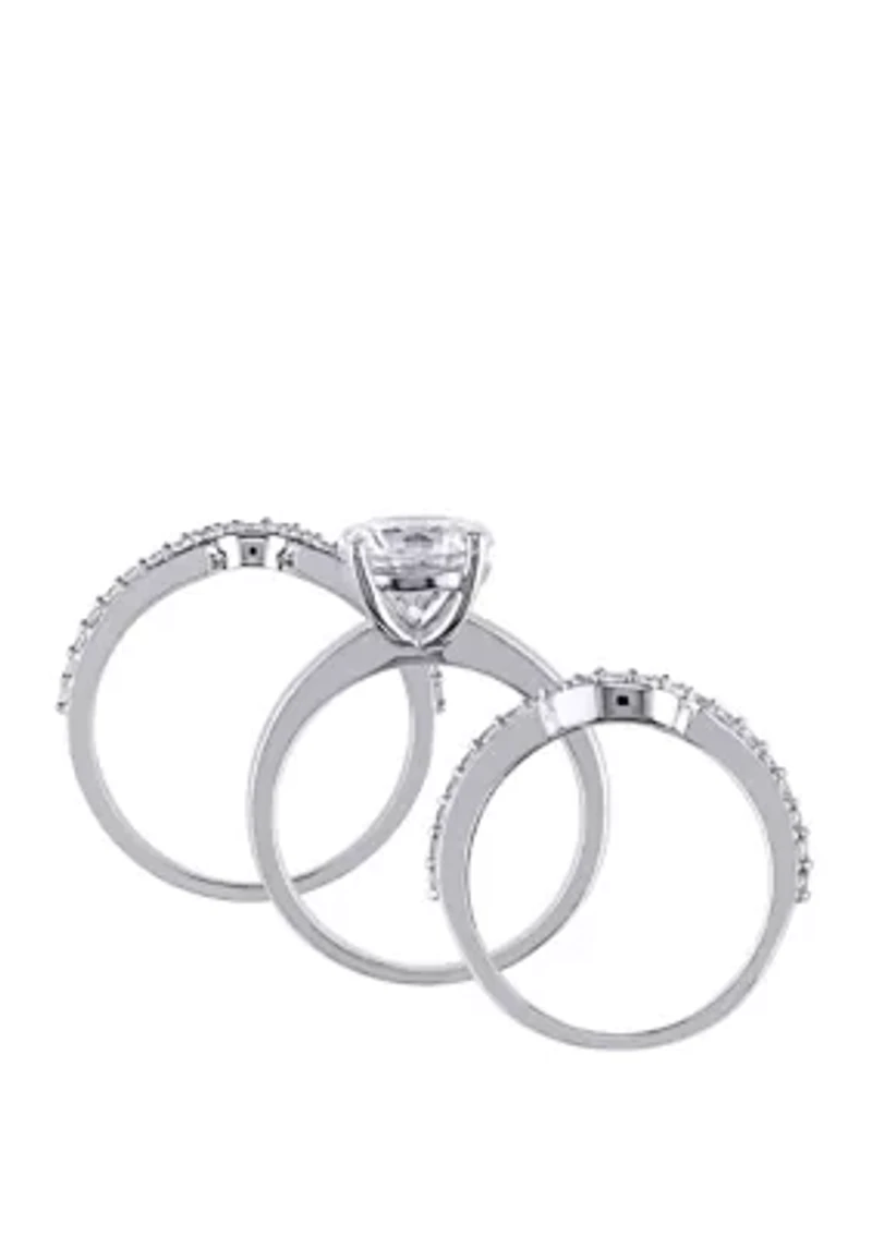 3.25 ct. t.w. Lab Created White Sapphire 3 Piece Bridal Ring Set 10K Gold