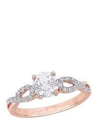 1 ct. t.w. Lab Created White Sapphire and 1/10 Diamond Infinity Engagement Ring 10K Rose gold