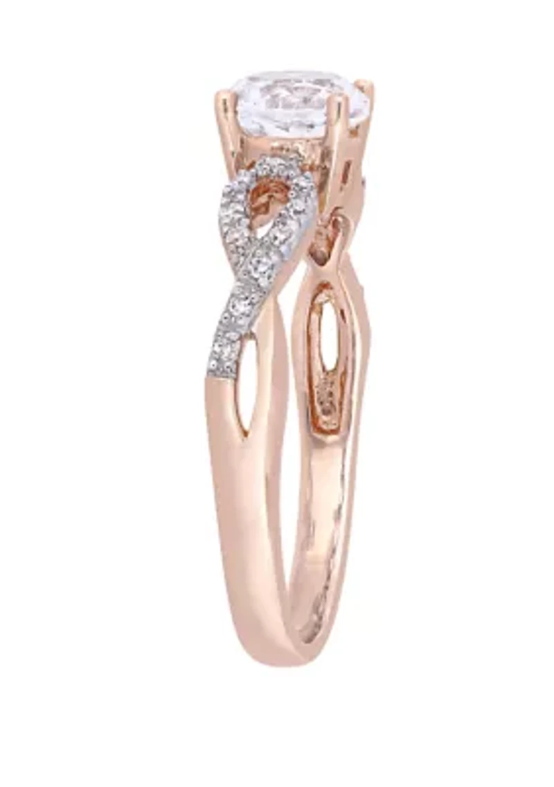 1 ct. t.w. Lab Created White Sapphire and 1/10 Diamond Infinity Engagement Ring 10K Rose gold