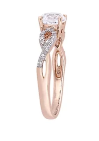 1 ct. t.w. Lab Created White Sapphire and 1/10 Diamond Infinity Engagement Ring 10K Rose gold