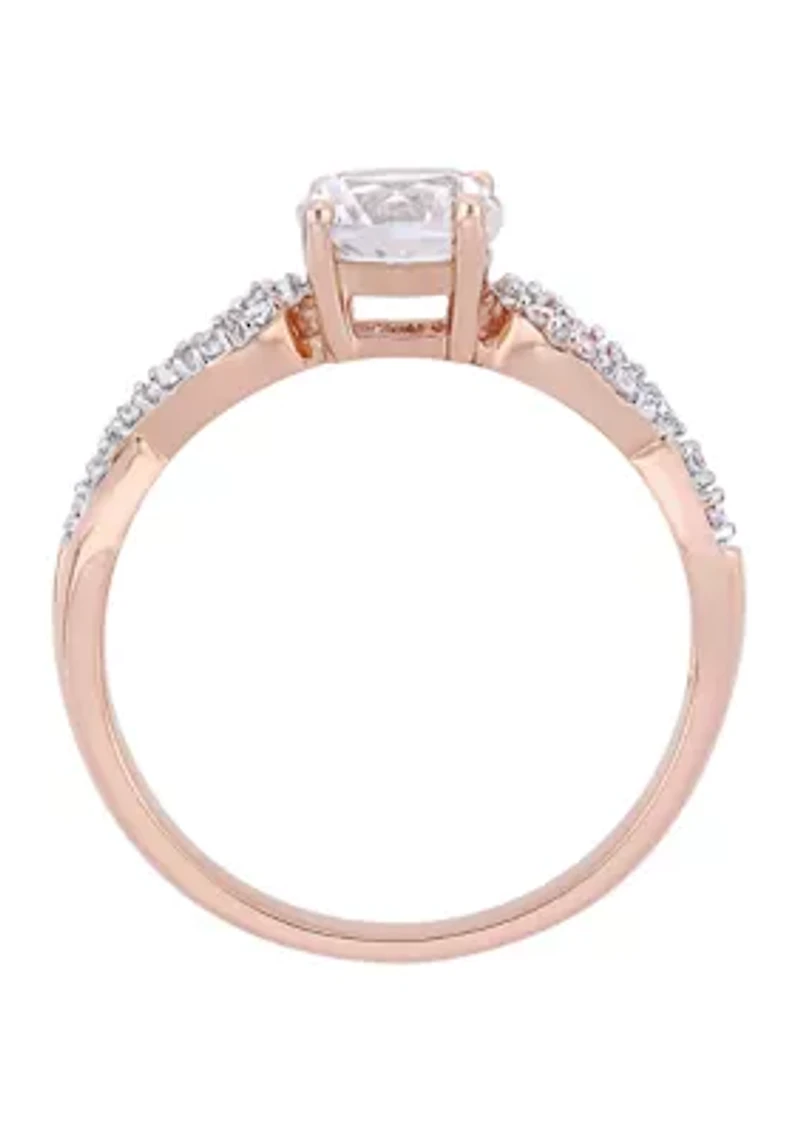 1 ct. t.w. Lab Created White Sapphire and 1/10 Diamond Infinity Engagement Ring 10K Rose gold