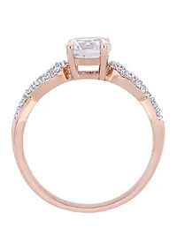 1 ct. t.w. Lab Created White Sapphire and 1/10 Diamond Infinity Engagement Ring 10K Rose gold