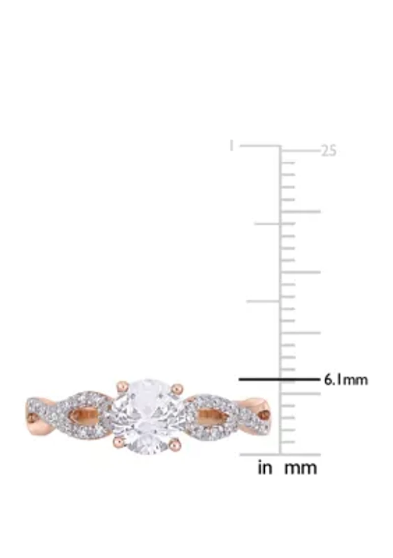1 ct. t.w. Lab Created White Sapphire and 1/10 Diamond Infinity Engagement Ring 10K Rose gold