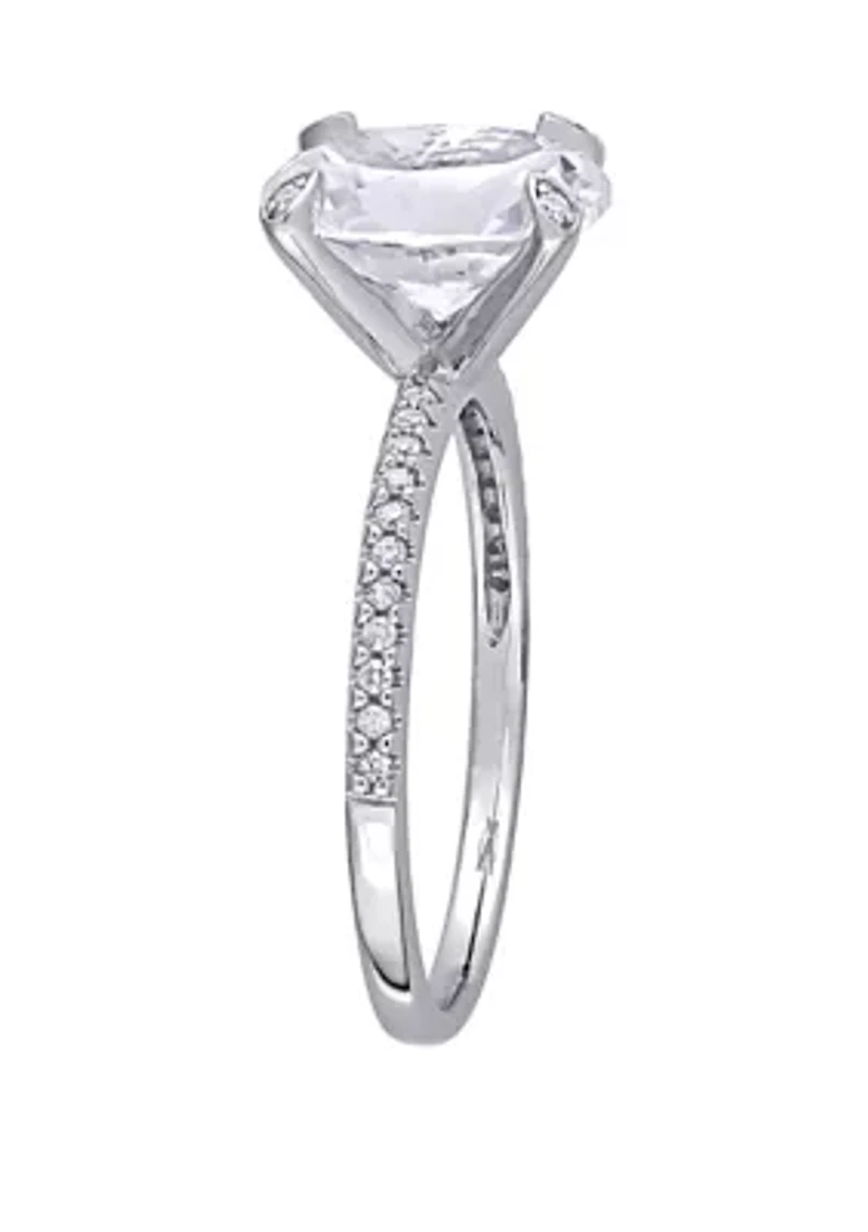 4.16 ct. t.w. Lab Created White Sapphire and 1/10 Diamond Oval Engagement Ring 10K Gold