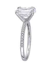 4.16 ct. t.w. Lab Created White Sapphire and 1/10 Diamond Oval Engagement Ring 10K Gold