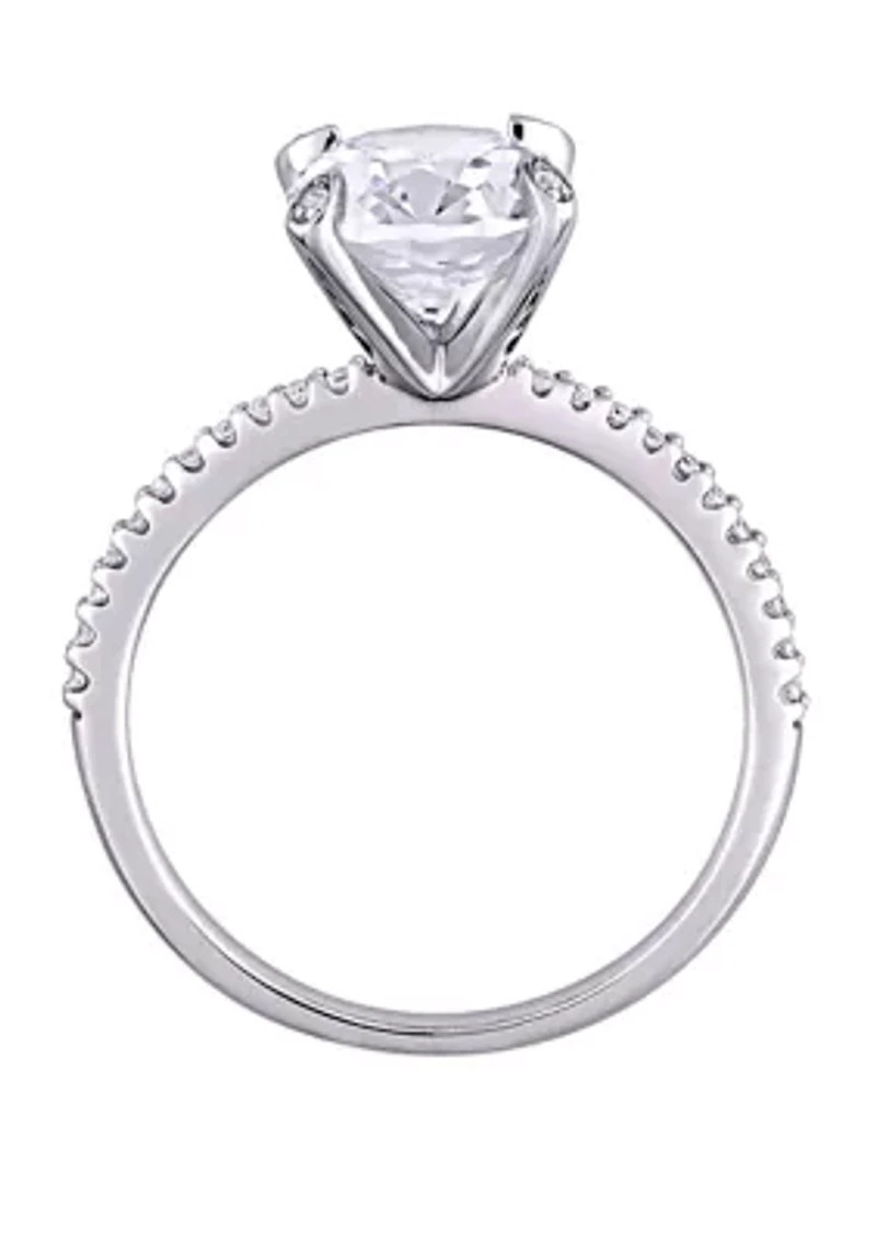 4.16 ct. t.w. Lab Created White Sapphire and 1/10 Diamond Oval Engagement Ring 10K Gold