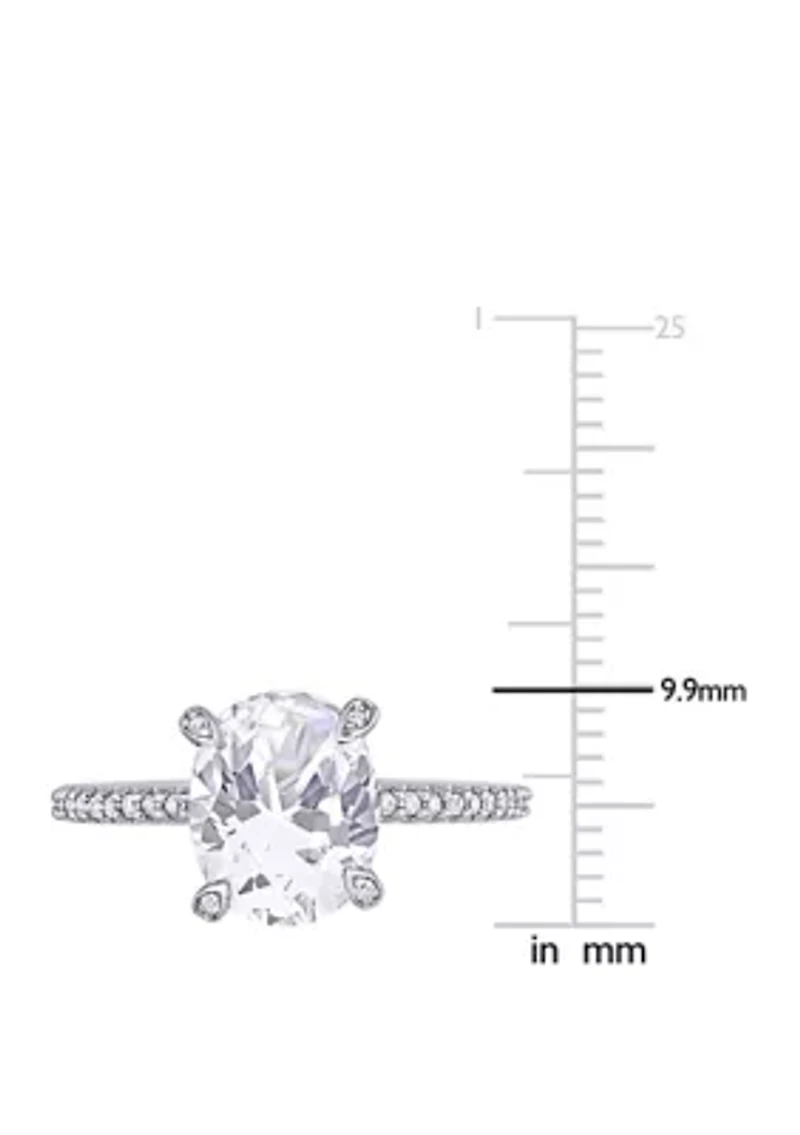 4.16 ct. t.w. Lab Created White Sapphire and 1/10 Diamond Oval Engagement Ring 10K Gold