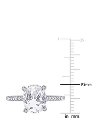 4.16 ct. t.w. Lab Created White Sapphire and 1/10 Diamond Oval Engagement Ring 10K Gold