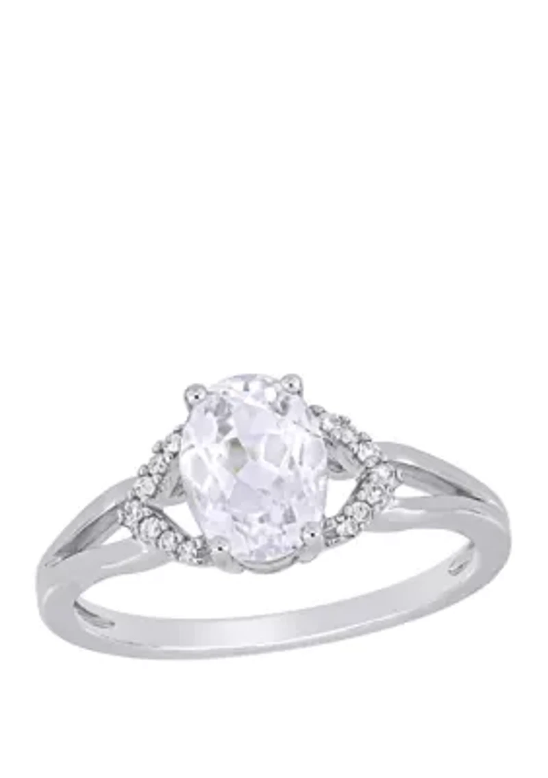 2 ct. t.w. Lab Created White Sapphire and 1/10 Diamond Accent Split Shank Engagement Ring 10K Gold