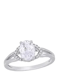 2 ct. t.w. Lab Created White Sapphire and 1/10 Diamond Accent Split Shank Engagement Ring 10K Gold