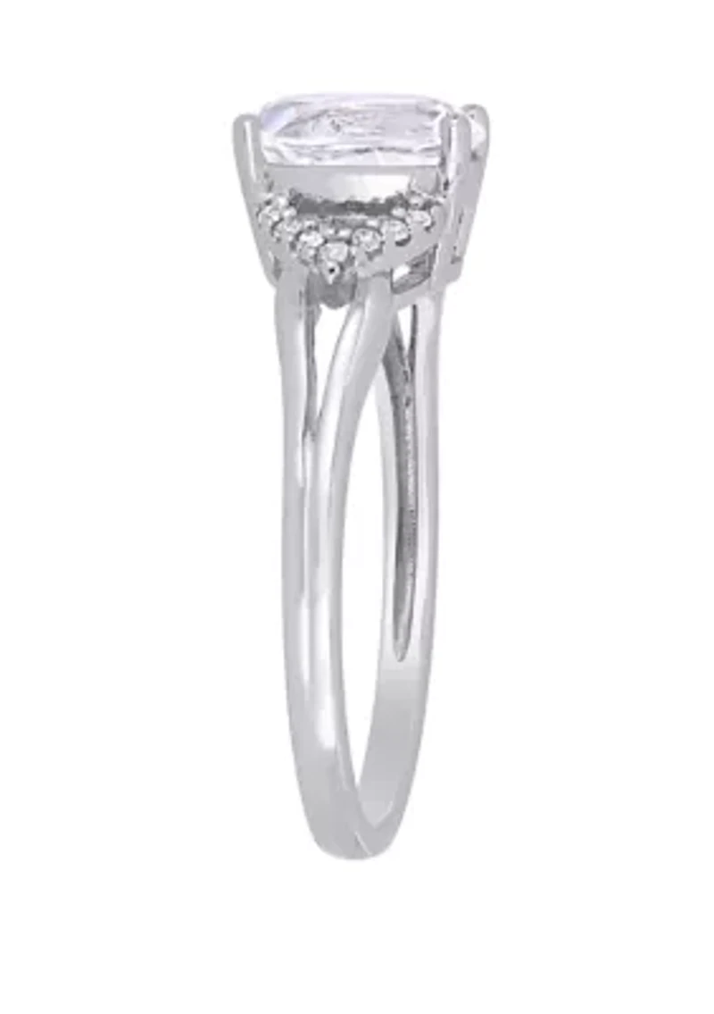 2 ct. t.w. Lab Created White Sapphire and 1/10 Diamond Accent Split Shank Engagement Ring 10K Gold