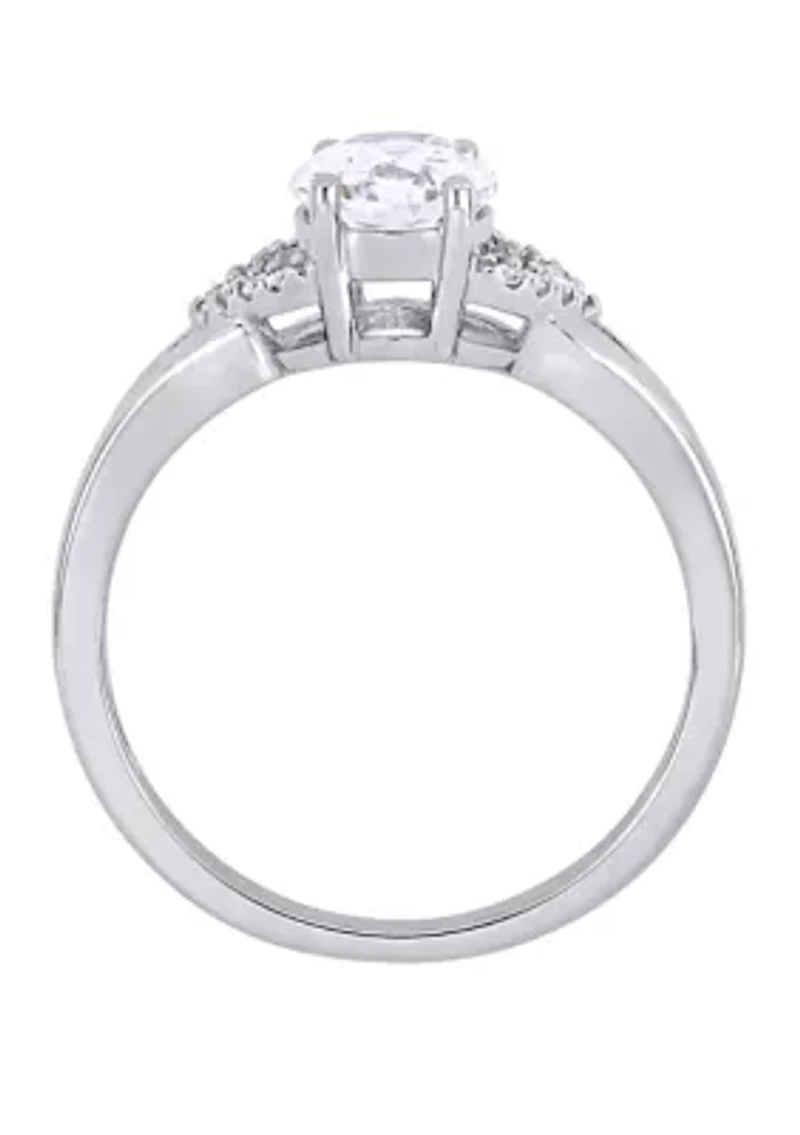 2 ct. t.w. Lab Created White Sapphire and 1/10 Diamond Accent Split Shank Engagement Ring 10K Gold