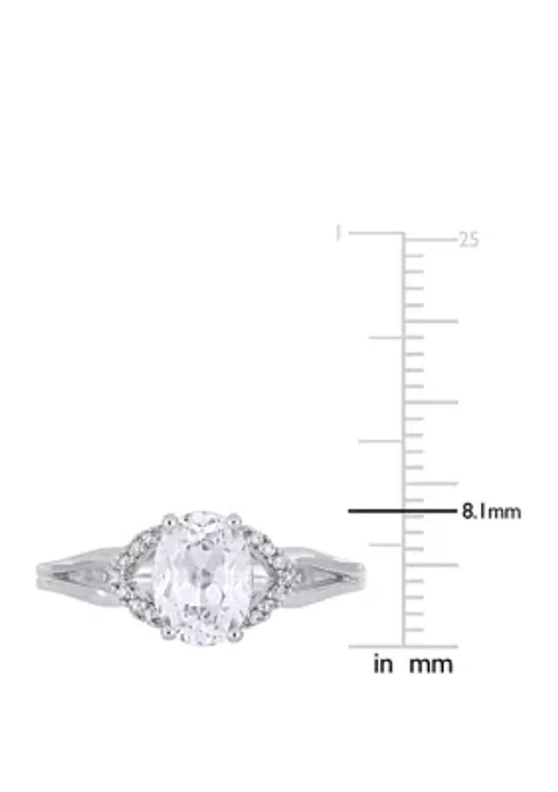 2 ct. t.w. Lab Created White Sapphire and 1/10 Diamond Accent Split Shank Engagement Ring 10K Gold