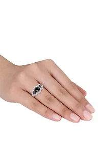 1.75 ct. t.w. Black and White Diamond 3 Stone Halo Engagement Ring 10K Gold