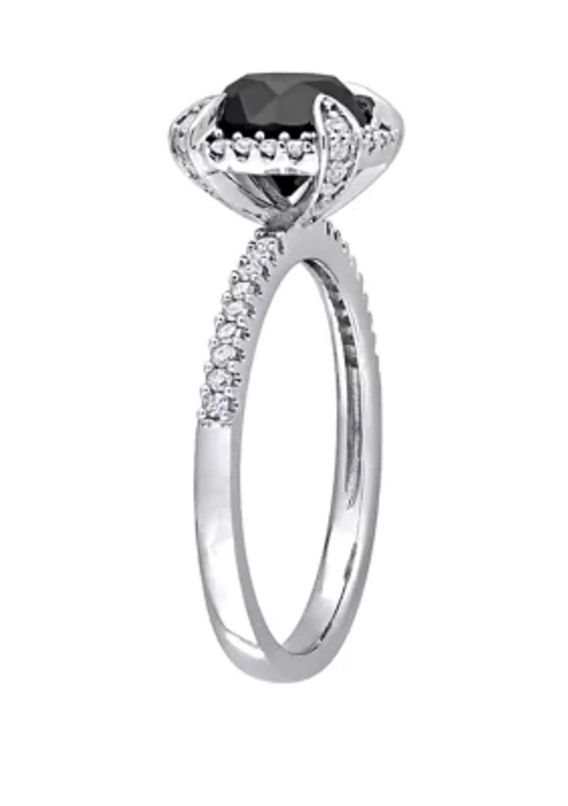 2 ct. t.w. Black and White Diamond Halo Engagement Ring 10K Gold