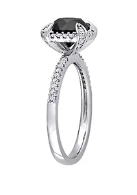 2 ct. t.w. Black and White Diamond Halo Engagement Ring 10K Gold