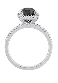 2 ct. t.w. Black and White Diamond Halo Engagement Ring 10K Gold