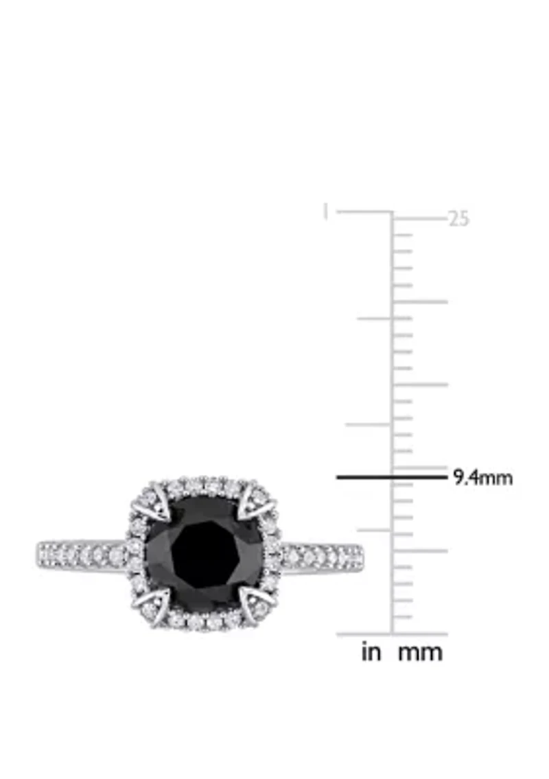 2 ct. t.w. Black and White Diamond Halo Engagement Ring 10K Gold