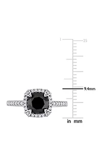 2 ct. t.w. Black and White Diamond Halo Engagement Ring 10K Gold