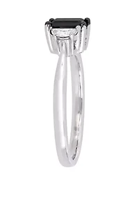3/4 ct. t.w. Black Diamond and 1/3 White Sapphire 3 Stone Engagement Ring 10K Gold