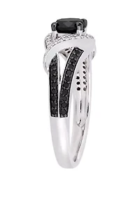 1 ct. t.w. Black and White Diamond Split Shank Engagement Ring 10K Gold