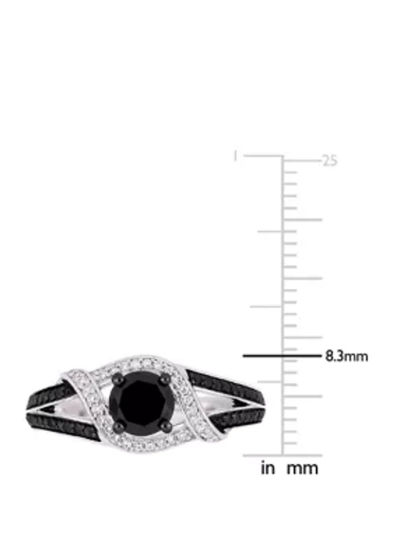 1 ct. t.w. Black and White Diamond Split Shank Engagement Ring 10K Gold