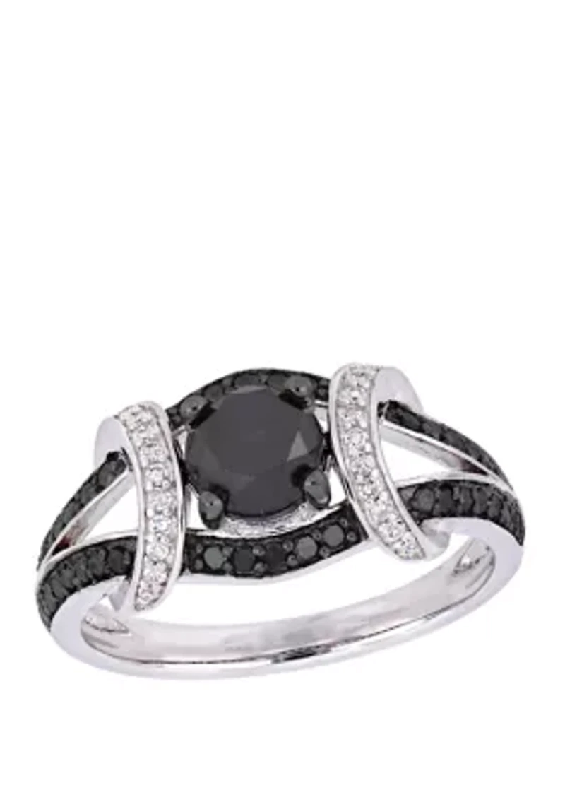 1.38 ct. t.w. Black and White Diamond Split Shank Ring 10K Gold