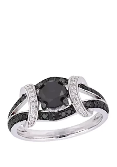 1.38 ct. t.w. Black and White Diamond Split Shank Ring 10K Gold