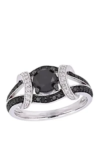 1.38 ct. t.w. Black and White Diamond Split Shank Ring 10K Gold