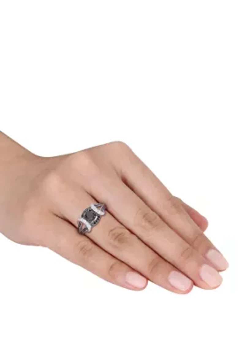1.38 ct. t.w. Black and White Diamond Split Shank Ring 10K Gold