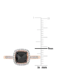 1 ct. t.w. Black and White Diamond Halo Engagement Ring 14K Rose Gold