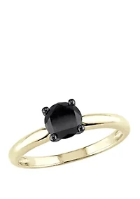 1 ct. t.w. Black Diamond Solitaire Engagement Ring 14K Yellow Gold