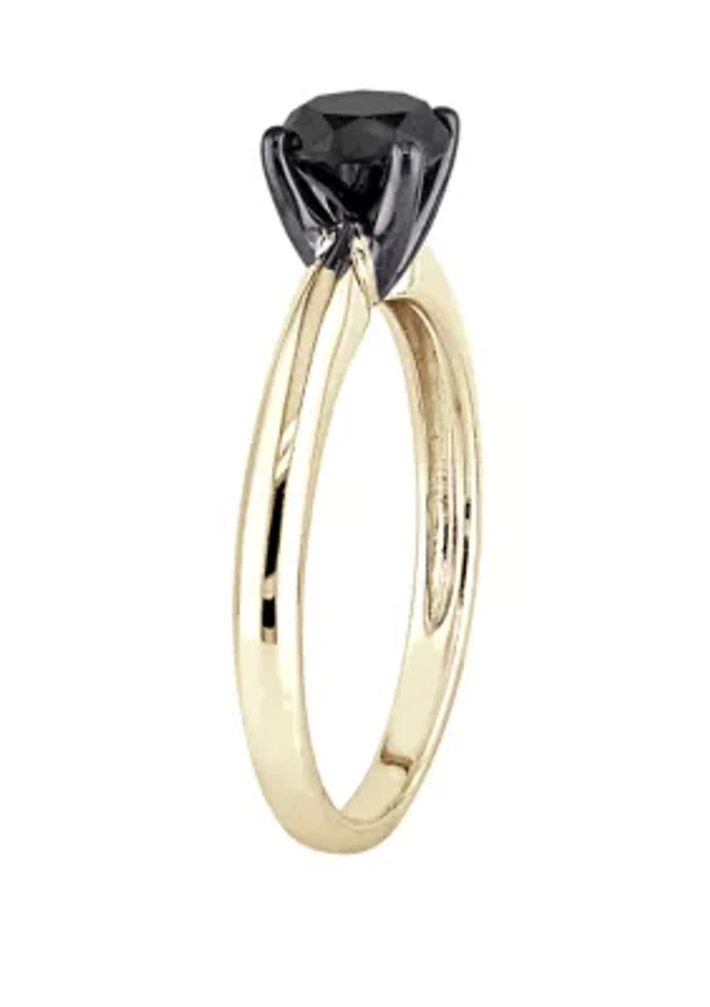 1 ct. t.w. Black Diamond Solitaire Engagement Ring 14K Yellow Gold