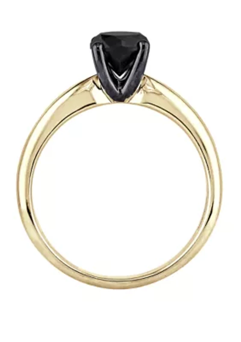 1 ct. t.w. Black Diamond Solitaire Engagement Ring 14K Yellow Gold