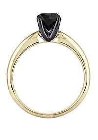 1 ct. t.w. Black Diamond Solitaire Engagement Ring 14K Yellow Gold
