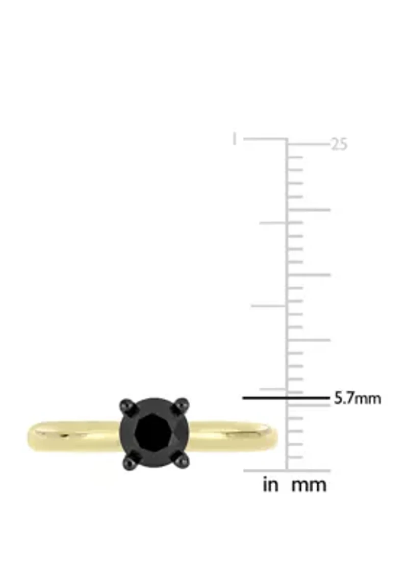 1 ct. t.w. Black Diamond Solitaire Engagement Ring 14K Yellow Gold