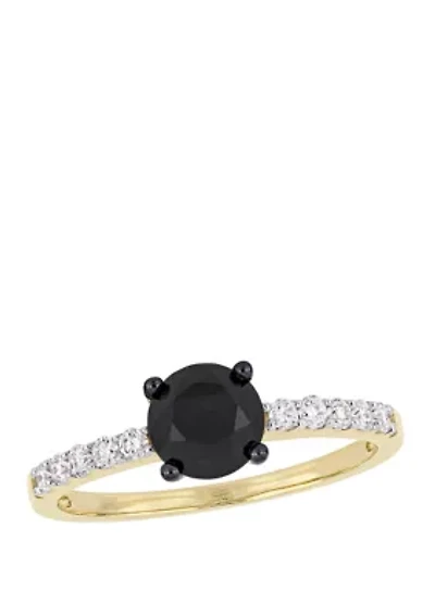 1.25 ct. t.w. Black and White Diamond Engagement Ring 14K Yellow Gold