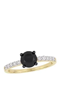 1.25 ct. t.w. Black and White Diamond Engagement Ring 14K Yellow Gold