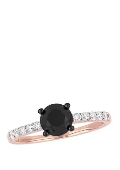 ct. t.w. Black and White Diamond Engagement Ring 14K Rose Gold