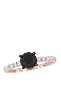 1.25 ct. t.w. Black and White Diamond Engagement Ring 14K Rose Gold