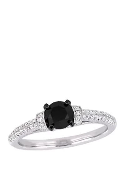 ct. t.w. Black and White Diamond Engagement Ring 14K Yellow Gold
