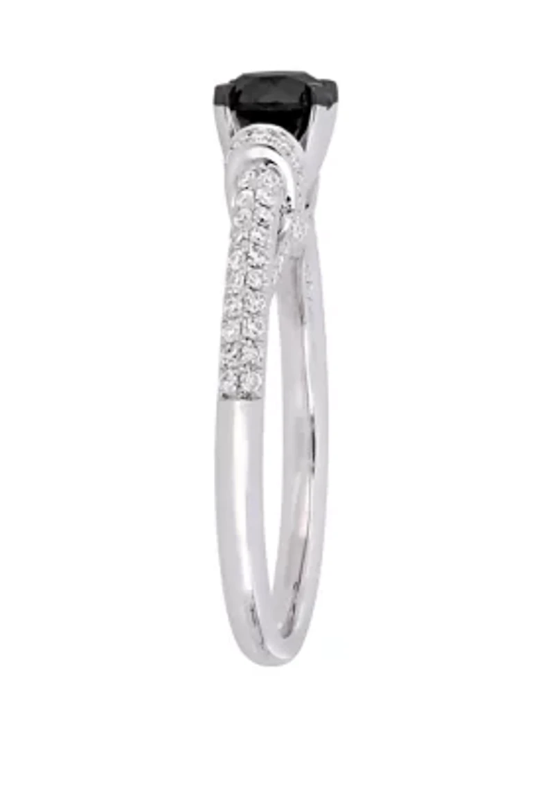1 ct. t.w. Black and White Diamond Engagement Ring 14K Yellow Gold