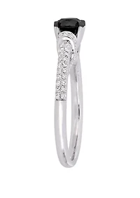 ct. t.w. Black and White Diamond Engagement Ring 14K Yellow Gold