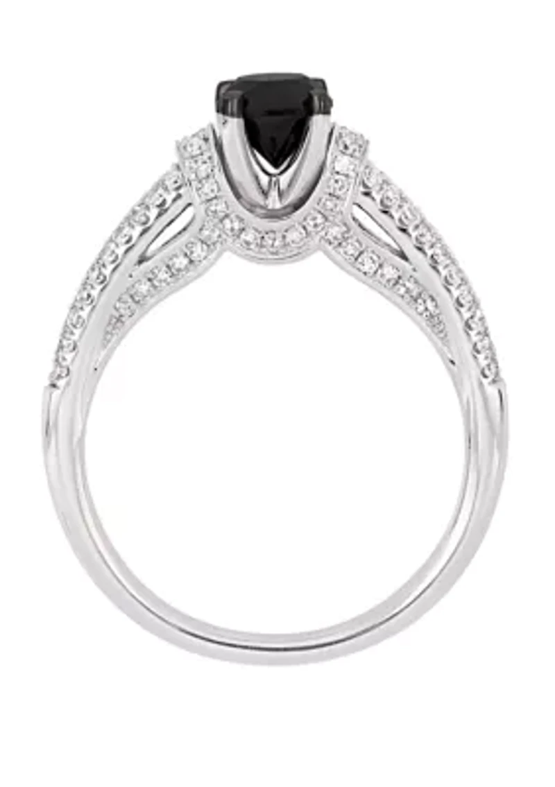 1 ct. t.w. Black and White Diamond Engagement Ring 14K Yellow Gold