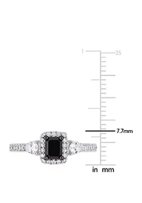 7/8 ct. t.w. Black and White Diamond 3/8 Sapphire Halo Engagement Ring 10K Gold