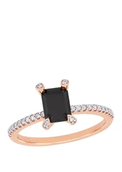 1.1 ct. t.w. Black and White Diamond Engagement Ring 10K Rose Gold
