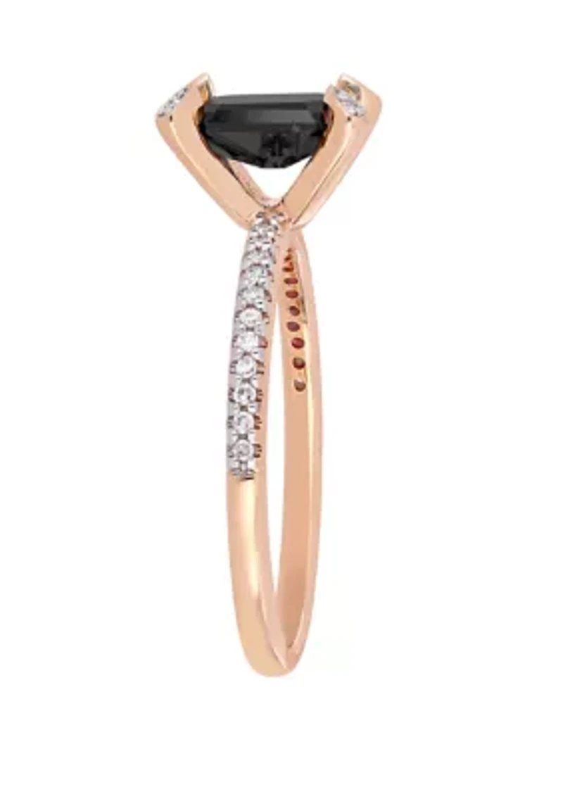 1.1 ct. t.w. Black and White Diamond Engagement Ring 10K Rose Gold