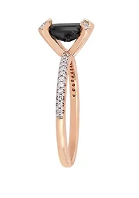 1.1 ct. t.w. Black and White Diamond Engagement Ring 10K Rose Gold