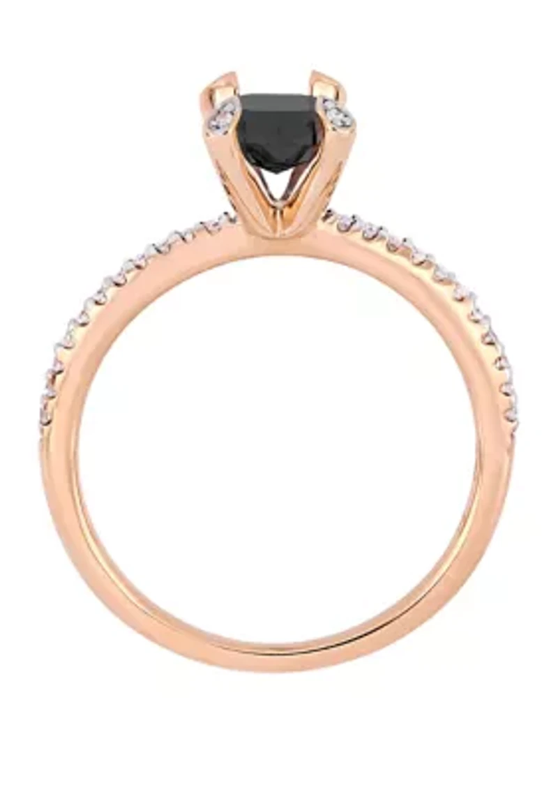 1.1 ct. t.w. Black and White Diamond Engagement Ring 10K Rose Gold