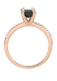 1.1 ct. t.w. Black and White Diamond Engagement Ring 10K Rose Gold